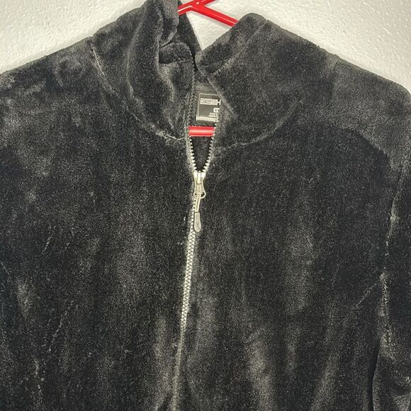 32 Degrees Black Faux Fur Soft Full Zip Jacket Size XL - Picture 2 of 8